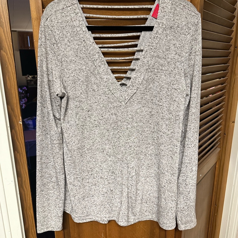 Gray V-Neck Strappy Women's Top